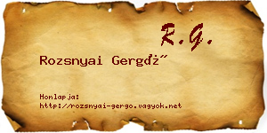 Rozsnyai Gergő névjegykártya